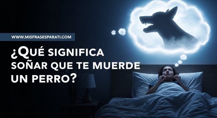 Ilustración de un sueño donde un perro muerde a una persona, simbolizando traición, miedo y alerta emocional