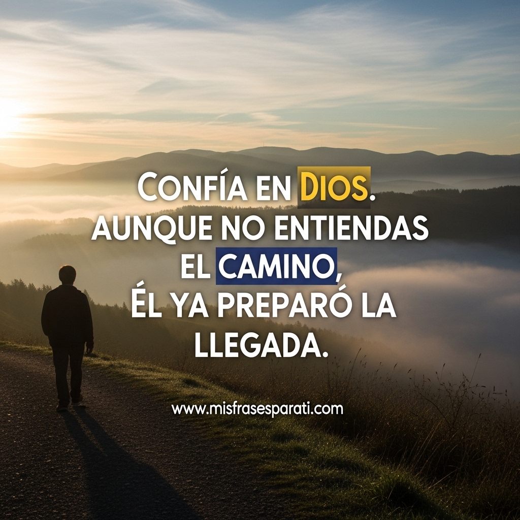 Persona caminando por un sendero entre la niebla, símbolo de fe y confianza en Dios.